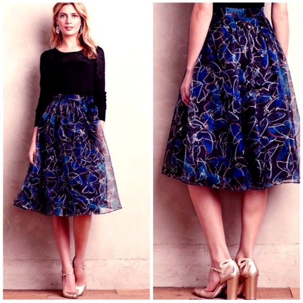 RARE! Anthro SHIMMERED MONARCH butterfly skirt